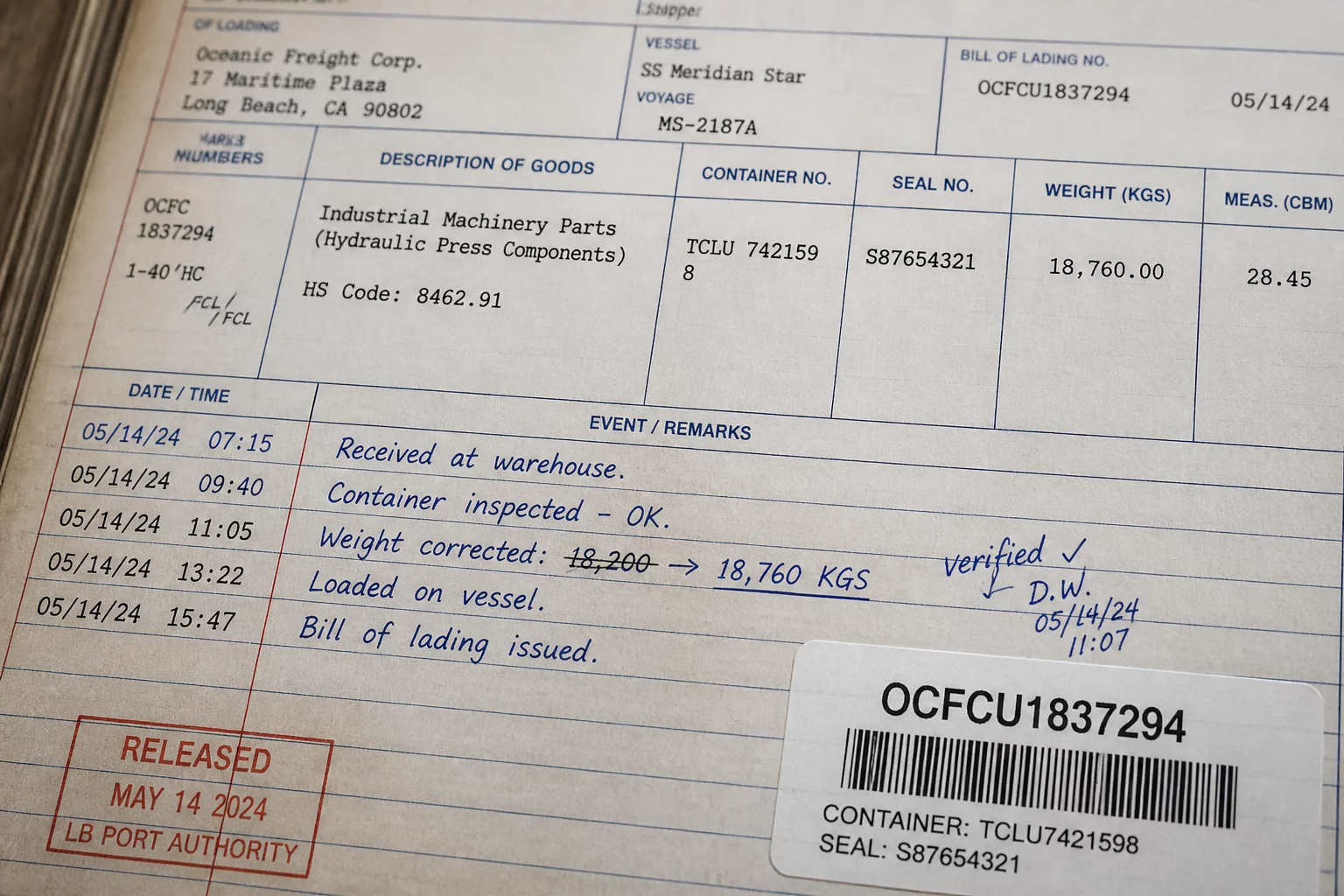 A Corrected Shipment Needs a Clear Record Trail audit log