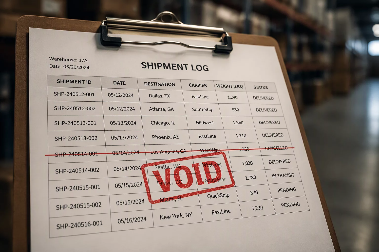 One Shipment Was Voided After the Handoff